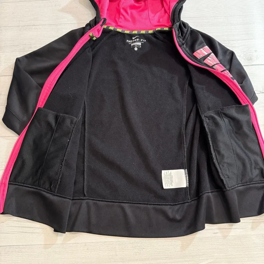 Nike girls black and pink zip up sweatshirt youth‎ medium